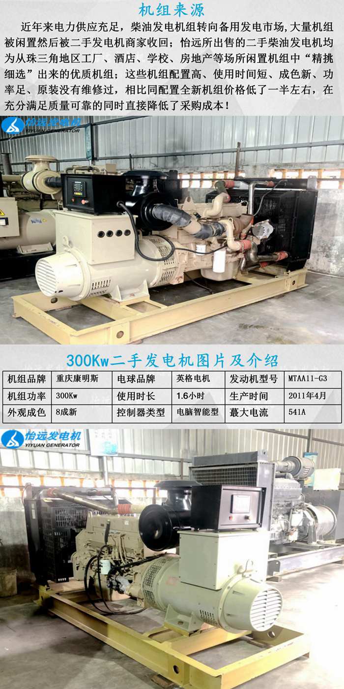 二手300KW发电机组出售
